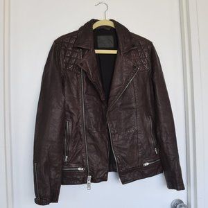 AllSaints Conroy Leather Biker Jacket Oxblood